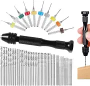 59Pcs Pin Vise Hand Drill Bits Set Mini Hand Drill Rotary Tool with Micro