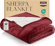 Utopia Bedding Sherpa Blanket King Size [Red, 90x102 Inches] - 480GSM Thick Warm Plush Fleece Reversible Blanket for Bed, Sofa, Couch, Camping and Travel