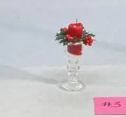 Dollhouse miniature 1/12th scale Candle in hand blown glass candle holder #3