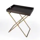 27 Gold And Walnut Solid Wood Rectangular End Table