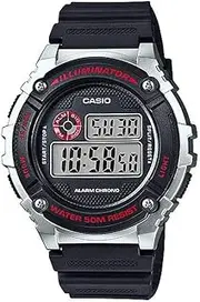 [Casio] Unisex Auto Illum Digital Watch, Black/Silver, Black Band