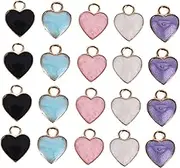 NOLITOY 50pcs Heart Pendant Alloy Heart Lock Charms Mini Key Pendants Heart Charm Pendant Patriotic Enamel Charms Wedding Enamel Charms Heart Present Ornaments Us Flag Decorate Jewelry
