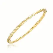9ct Yellow Gold Silver Filled 65mm Twist Bangle