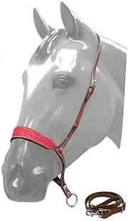 Showman Horse RED Glitter Overlay Leather Barrel Racing Tie Down Noseband