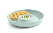Oake Ceramic Chip and Dip Server Blue