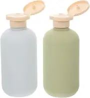 TOVINANNA Empty Shampoo Bottles, Squeeze Bottles with Flip Cap, 300ml Travel Conditioner Bottles Dispenser Refillable Plastic Containers Cylinder Jar for Liquid 2pcs
