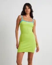 Devod Contrast Singlet Mini Dress in Lime Punch