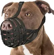 Mayerzon Pitbull Muzzle, Basket Muzzle for Medium Large Sized Dogs to Prevent Biting Scavenging Chewing, Soft Rottweiler Muzzle for Walking Training, Allow to Pant Drink, Lightweight and Durable