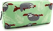 LParkin Sloth Students Super Large Capacity Canvas Pencil Case Pen Bag Pouch Stationary Case Makeup Cosmetic Bag (Green)