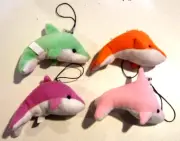 Lot of 4 Soft Plush Dolphins For Phone, Purse, Backpack Charm Strap - NWOT (#5)