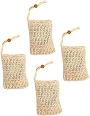 Ipetboom 4pcs Handmade Soap Bag Canvas Storage Bag Cotton Sachet Face Soap Foam Soap Net Soap Net Pouch Drying Soap Holder Soap Mesh Holder Sisal Cleansing White Cotton Linen Foam Bag