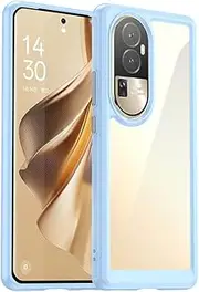 [SEAHAI] Clear Case for OPPO Reno 10 5G / OPPO Reno 10 Pro 5G, Ultra Thin Premium Hard PC Back + Soft TPU Bumper Silicone Shockproof Cover Transparent Anti-Scratch Case, Blue