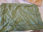 Pottery Barn Hemstitch Linen set 6 green Placemats place mats New