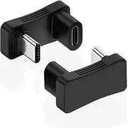 AreMe 180 Degree Angle USB C Adapter 2 Pack, 180° U Shape USB-C Male to USB-C Female 10Gbps PD 100W Adapter Compatible with Steam Deck, Switch, Laptop, Tablet, Phone & More Type C Devices, Black