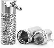 TISKY Small Keychain Pill Holder Container,Portable Titanium Waterproof Pill Box,Mini Pill Case for Outdoor Travel Purse or Pocket(2PCS)