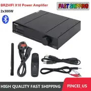 BRZHIFI X10 Power Amplifier 2x300W Bluetooth 5.0 Amp DAC Adjustable Treble Bass
