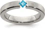 [Diamond2Deal] Women's Edward Mirell Titanium Blue Topaz Wedding Band Size 12