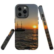 For Apple iPhone 13 Pro Case, Armour Back Cover, Sailing Sunset