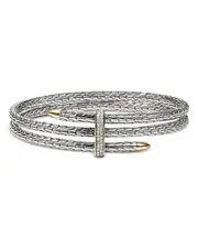 John Hardy Sterling Silver & 14K Yellow Gold Diamond Spear Triple Flex Cuff Bracelet