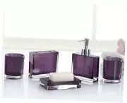 Bathroom Accessories Set - 5 Pcs Acrylic Bathroom Accessory Set - Purple