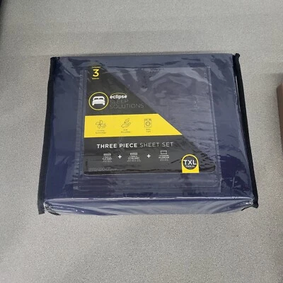 Eclipse Sleep Solutions TwinXL 3PC 100% Polyester Cooling Sheet Set Peacoat Blue