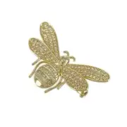 2Ct Round Lab Created Diamond Honey Bee Charm Brooch Pin 14K Yellow Gold Plated