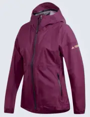 ADIDAS Agravic 3L Terrex Climaproof Waterproof Packable Berry Jacket Womens Sz S