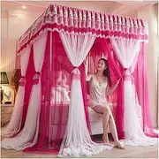 Bed Canopy Luxury Bed Canopy with Stainless Steel Rails, Girls Bedroom Decorative Bed Curtain Pink, High Density Mesh Mosquito Net (Size : 180x220x200cm)