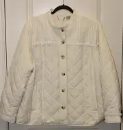 NWTs Chico’s Size 4 (US 18-20) Cream Quilted Tweed Trim Jacket Chic Stylish