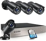 ZOSI 8CH 3K Lite Home Security Camera System, 1TB HDD,AI Human Vehicle Detection,Night Vision,4pcs 1080P Indoor Outdoor Surveillance Cameras,H.265+ 8Channel CCTV DVR Recorder for 24/7 Recording