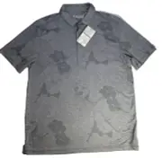 Tommy Bahama Polo Shirt Mens Medium Gray All Over Floral Miramar Blooms New