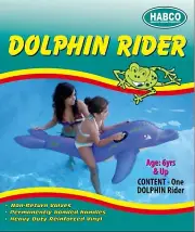 HABCO 233 INFLATABLE DOLPHIN RIDER RIDE ON TOY FLOATING FLOAT SWIMMING SWIM POOL