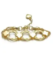 GORGEOUS Designer Gold Plated Clover Clovers Ring Links Chain Bracelet