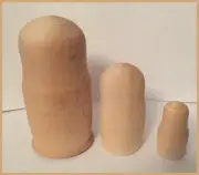 * UNPAINTED BLANK NESTING DOLLS SET OF 3, 3 3/4" TALL. U.S. SELLER