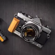 Wooden Wood Handle Grip L Plate Alloy Base fr Olympus OM2 OM1 OM-2 Camera Holder