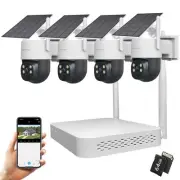 Solar Security Camera Outdoor Wireless: 4PCS 360° WiFi Security Cameras Syste...