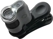 Carson MicroMini 20x LED Lighted Pocket Microscope with Built-in LED and UV Flashlight and Universal Smartphone Digiscoping Adapter Clip (MM-380)