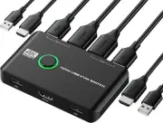 4K KVM Switch HDMI 2 Port Box USB HDMI KVM Switches for 2 Computers Share Key...