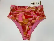 BILLABONG Women S Pink Orange ARUBA SKIMPY Swim Bikini Bottom PRETTY GROOVY New