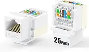 Awsihwell 25Pack RJ45 Keystone Jack, Cat6 Keystone Jacks, RJ45 Cat6/Cat5e/Cat5 Ethernet Jack for 24-26 AWG UTP Ethernet Cable, Tool-Free(White)