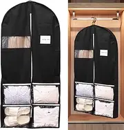 [Mbnvtxh] 49 Inch Garment Bag for Travel Heavy Duty Hanging Suit Bags with 4 Clear Pockets Foldable Suit Cover Bag Protector for Suits Tuxedos Dresses Closet