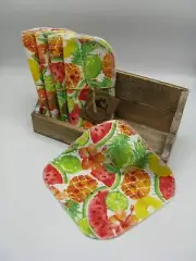 NEW napkins 10 reuseable baby wipes flannel fruit pineapple watermelon cocktail