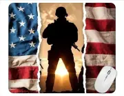 American Solider USA Flag Computer Non Slip Custom Mouse Pad Handmade