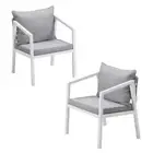 2PCS Outdoor Furniture Chairs Garden Patio Lounge Set Steel Frame White