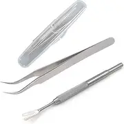 HSZJsto Tick Remover Kit, Stainless Steel Tick Remover Tweezers Tick Remover Tools Set for Pet Dog, Cat, Human with Storage Box