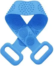Silicone Back Scrubber Soft Loofa Bath Strap Scrub Belt Body Exfoliating Massage, 27.5-Inch Length，Dual-Sided Silicone Back Scrubber