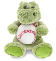 DolliBu Alligator Stuffed Animal with Baseball Plush for Kids and Adults - 8"