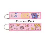 Sailor Moon Keychain Luna Artemis Cat Chibi Embroidered Tag Kawaii Key Bag Anime