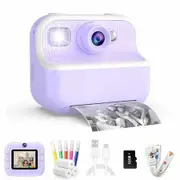 Kids Camera Instant Print Toys Toddler Printing Photos 1080P Video 12MP Digital Selfie Gift 32GB SD Card Girls Boys 3+ Purple Creative Fun Device