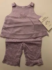 Carter's Bunches Of Love Purple Two Piece Pant Set 0-3 Months Sleeveless Outfit